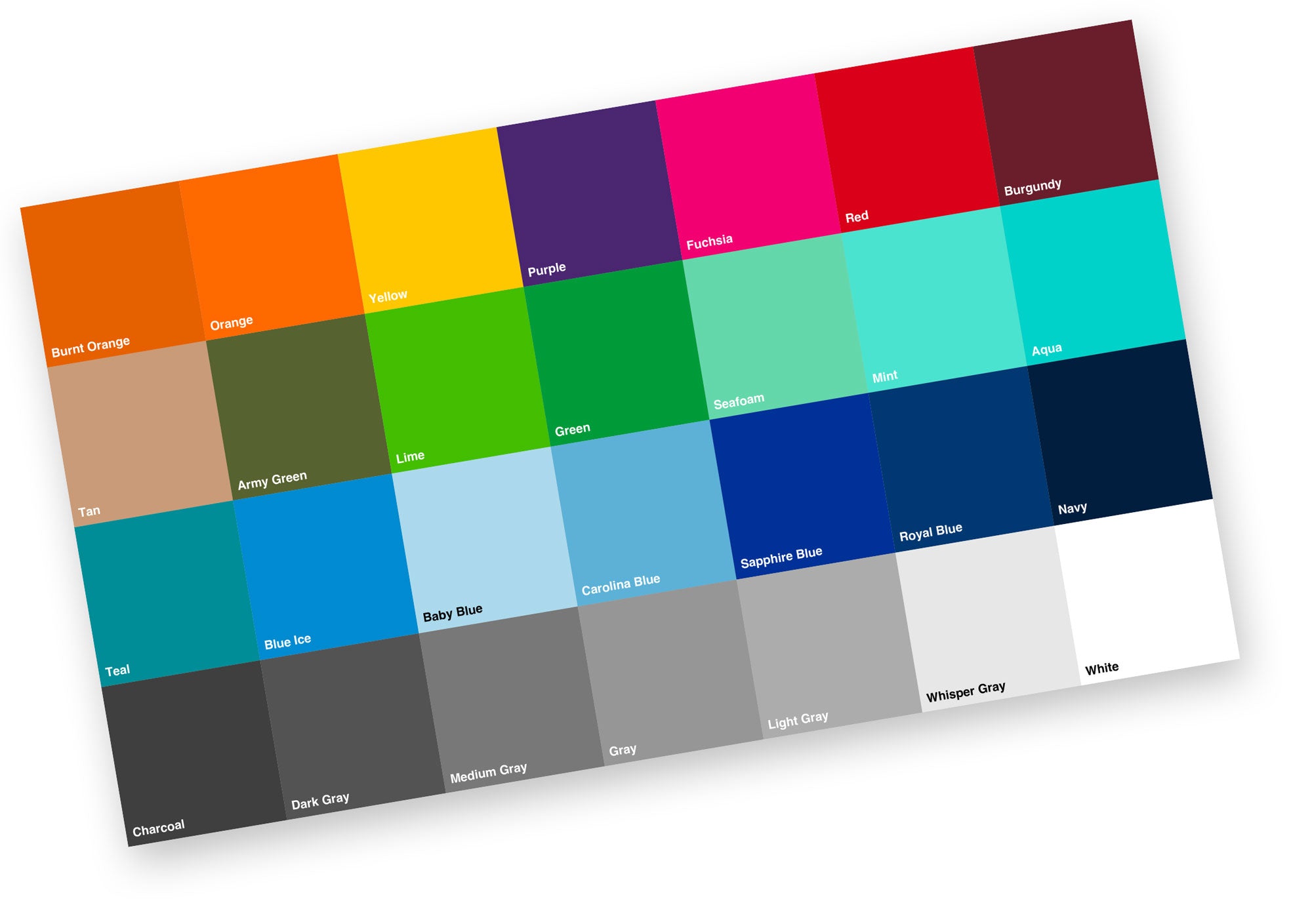 Sample Color Chart – ZDecals