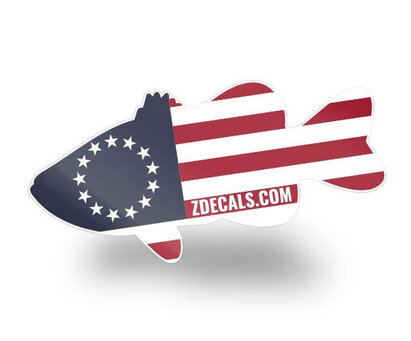 B Ross Fish American Flag Vinyl Decal – ZDecals